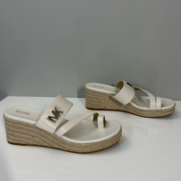 Michael Michael Kors Mid Wedge Leather Espadrille Sandals Size 9 - Picture 1 of 15